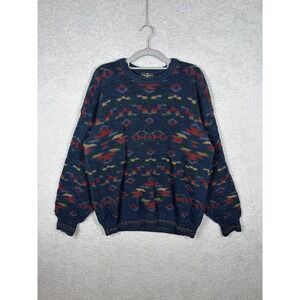 VTG Italian Sweater Co Knit Sweater Aztec Tribal Wool Blend Made Italy Size‎ L